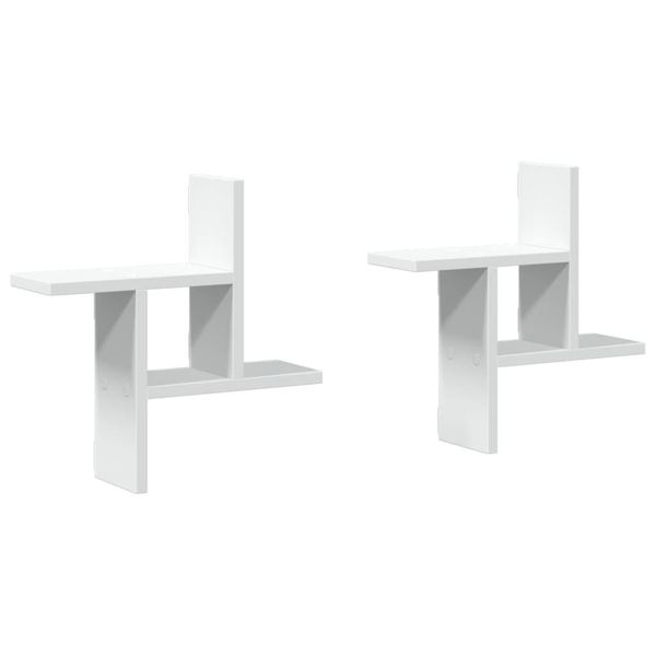 Syfax™ Mensole A Muro 2 Pz Bianche 38X12X38 Cm In Truciolato-image