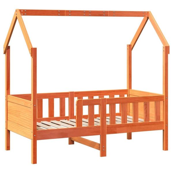 Syfax™ Giroletto Casetta Bambini Marrone Cera 80X160 Cm Massello Pino-image