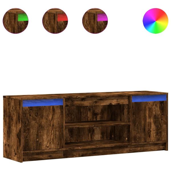 Syfax™ Mobile Porta Tv Con Led Rovere Fumo 139,5X34X50Cm In Truciolato-image