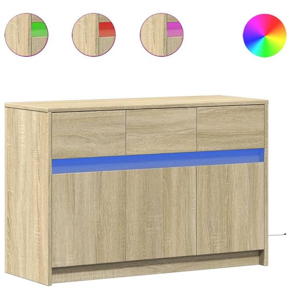Syfax™ Mobile Porta Tv Con Led Rovere Sonoma 91X34X61 Cm In Truciolato-image