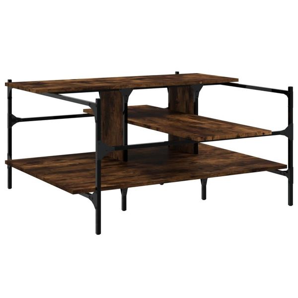 Syfax™ Tavolino Salotto Rovere Fumo 100X100X48,5Cm Legno Multistrato-image