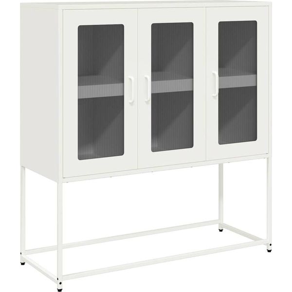 Syfax™ Credenza Bianca 100,5X39X107 Cm In Acciaio Laminato A Freddo-image