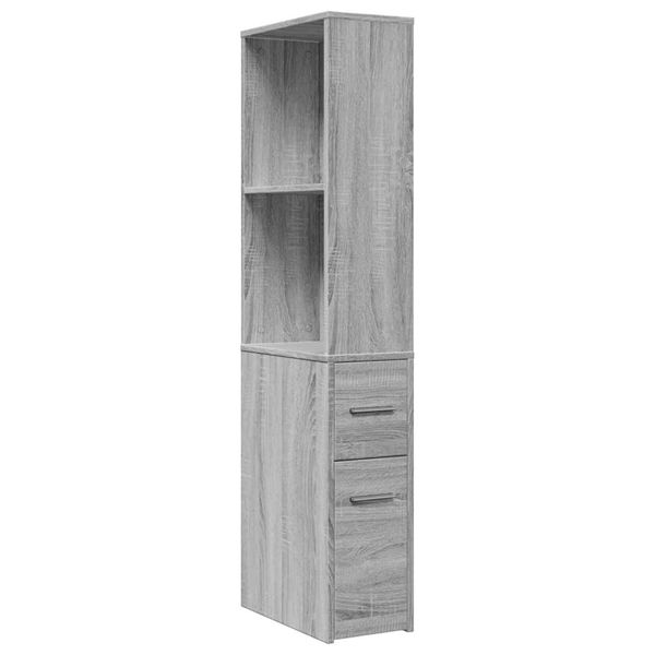 Syfax™ Armadietto Da Bagno Stretto Con Ruote Grigio Sonoma Truciolato-image