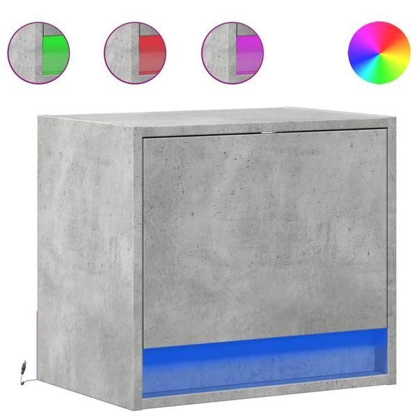 Syfax™ Comodini A Parete Con Luci Led 2 Pz Grigio Cemento-image