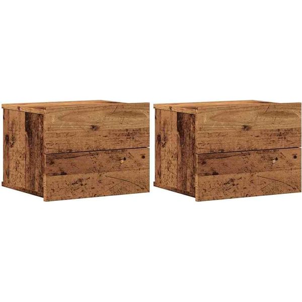 Syfax™ Comodini A Muro 2 Pz Legno Antico 40X32X30 Cm-image