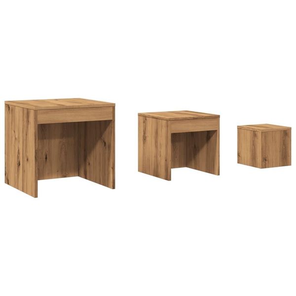 Syfax™ Tavolini Impilabili 3 Pz Rovere Artigianale Legno Multistrato-image