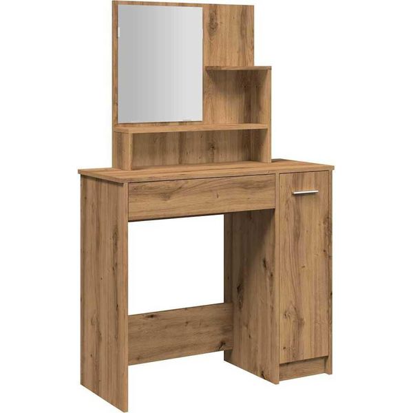 Syfax™ Toeletta Con Specchio Rovere Artigianale 86,5X35X136 Cm-image