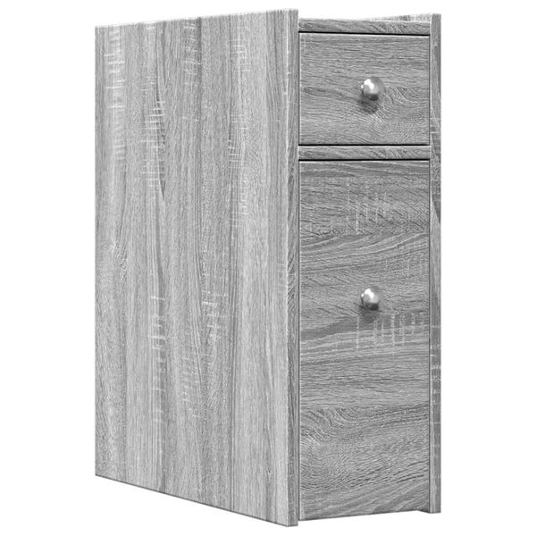 Syfax™ Armadietto Da Bagno Stretto Con Ruote Grigio Sonoma Truciolato-image