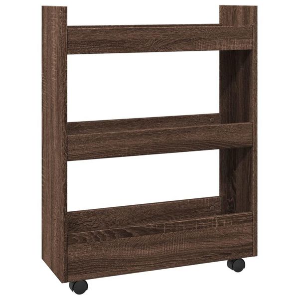 Syfax™ Carrello Stretto A 3 Livelli Rovere Marrone In Truciolato-image