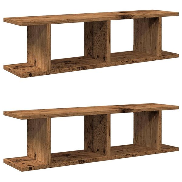 Syfax™ Mensole Da Parete 2Pz Legno Vecchio 90X18X20 Cm In Truciolato-image
