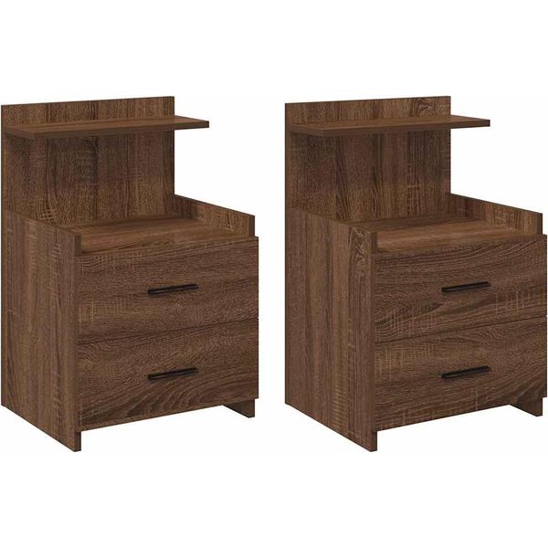 Syfax™ Comodini 2 Pz Con 2 Cassetti In Rovere Marrone 40X36,5X62 Cm-image