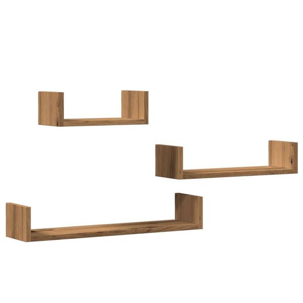 Syfax™ Mensole Parete 3Pz Rovere Artigianale In Legno Multistrato-image