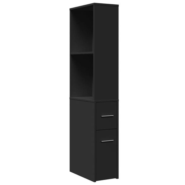 Syfax™ Armadietto Da Bagno Stretto Con Ruote Nero In Truciolato-image