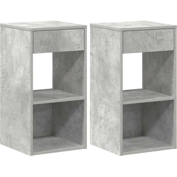 Syfax™ Comodini Con Cassetto 2 Pz Grigio Cemento 35X34X66,5 Cm-image