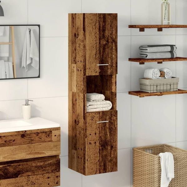 Syfax™ Mobile Pensile Da Bagno Legno Antico 30X30X130 Cm In Truciolato-image