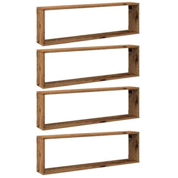 Syfax™ Mensole Parete A Cubo 4 Pz Legno Vecchio 100X15X30Cm Truciolato-image