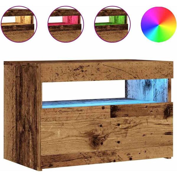 Syfax™ Mobile Porta Tv Con Led Legno Antico 60X35X40 Cm Multistrato-image