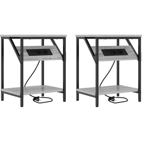 Syfax™ Armadio Da Notte 2 Pcs Grigio Sonoma 38 X 30 X 48 Cm-image