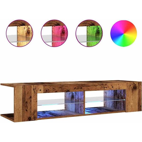 Syfax™ Mobile Porta Tv Con Led Legno Antico 135X39X30 Cm Truciolato-image