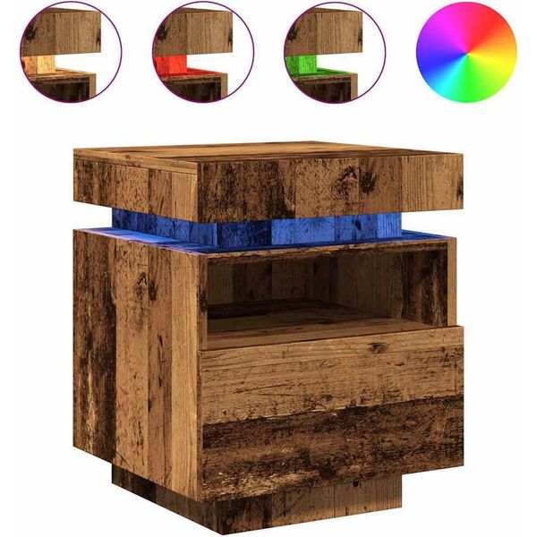 Syfax™ Comodino Con Luci Led Legno Antico 40X39X48,5 Cm-image