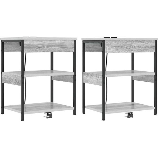 Syfax™ Armadio Da Notte 2 Pcs Grigio Sonoma 41 X 31 X 51 Cm-image
