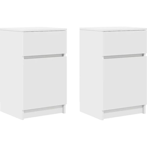 Syfax™ Comodini 2 Pz Bianchi 39X35X65 Cm In Legno Multistrato-image