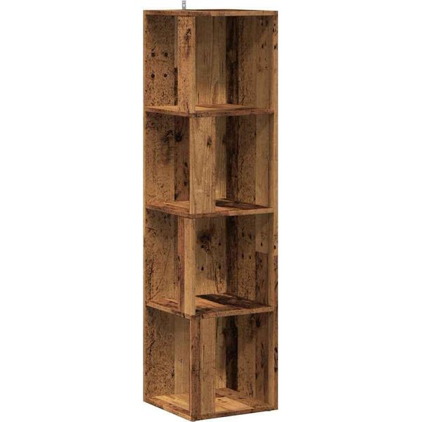 Syfax™ Scaffale Angolare Legno Vecchio 33X33X132 Cm In Truciolato-image