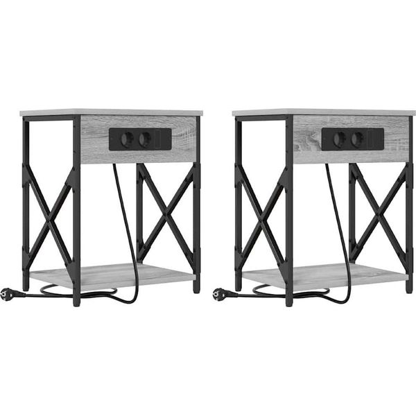 Syfax™ Armadio Da Notte 2 Pcs Grigio Sonoma 41 X 31 X 51 Cm-image
