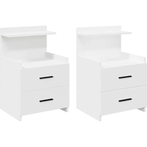 Syfax™ Comodini 2 Pz Con 2 Cassetti Bianchi 40X36,5X62 Cm-image