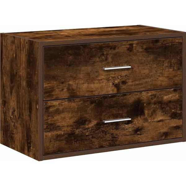 Syfax™ Armadio Con 2 Cassetti In Rovere Fumo 60X31X40 Cm In Truciolato-image