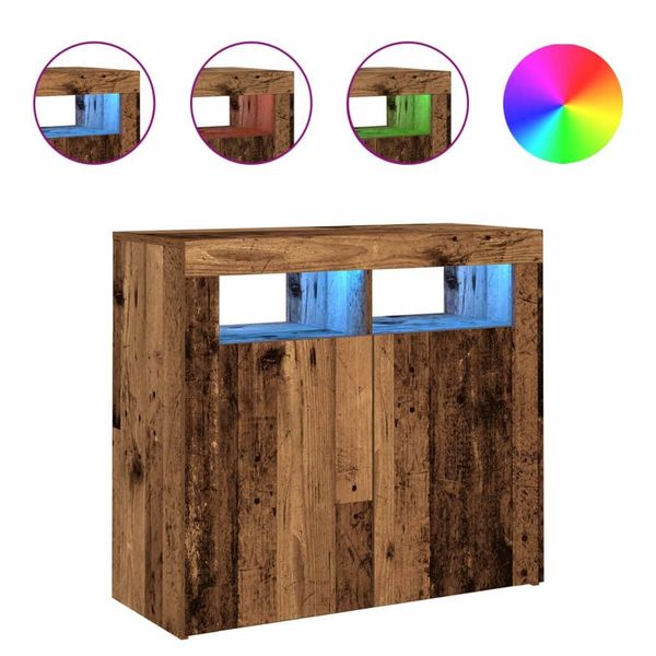 Syfax™ Credenza Con Luci Led Legno Antico 80X35X75 Cm In Truciolato-image