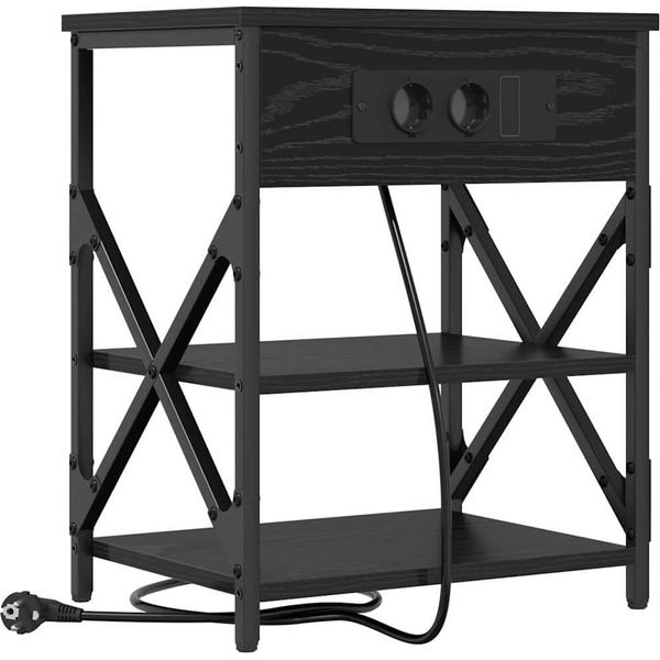 Syfax™ Armadio Da Notte Rovere Nero 41 X 31 X 51 Cm Legno Multistrato-image