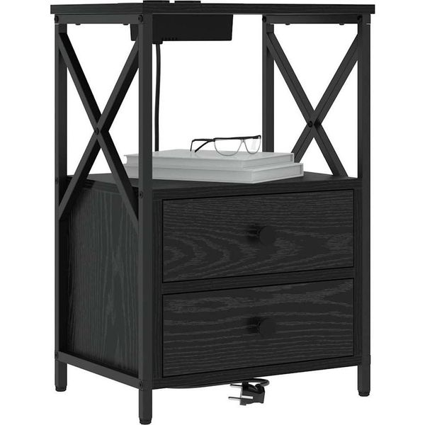 Syfax™ Armadio Da Notte Rovere Nero 40 X 31 X 60 Cm Legno Multistrato-image