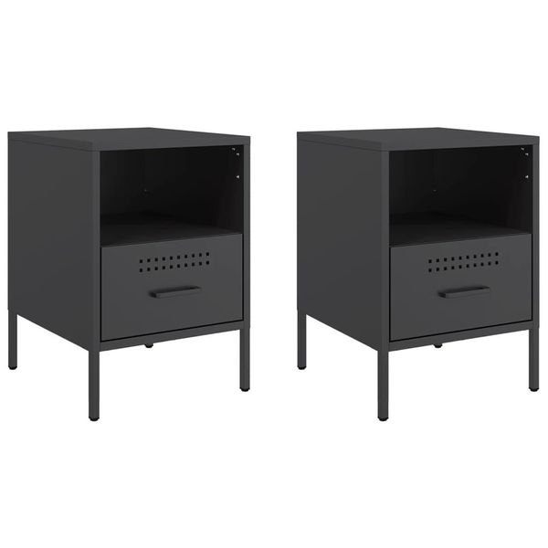 Syfax™ Comodini 2 Pz Nero 36X39X50,5 Cm In Acciaio-image