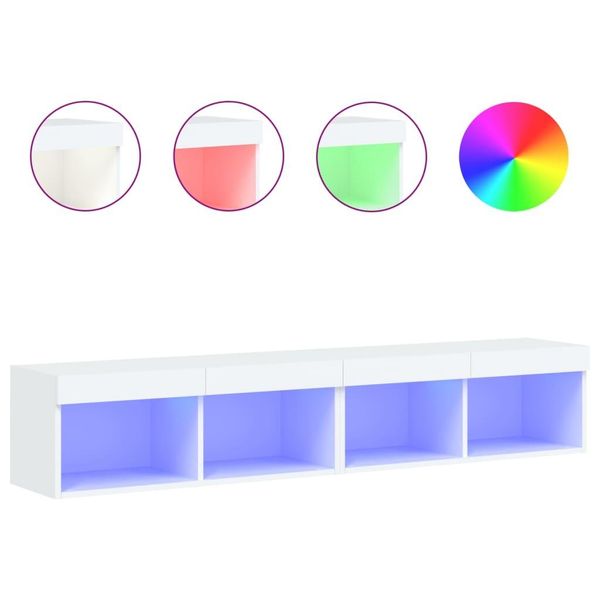 Syfax™ Mobili Porta Tv Con Luci Led 2 Pz Bianchi 80X30X30 Cm-image