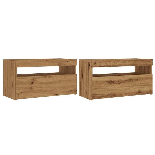 Syfax™ Mobili Porta Tv Con Led 2 Pz Artigianale In Legno Multistrato-image