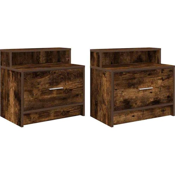 Syfax™ Comodini Con Cassetto 2 Pz Rovere Fumo 51X31X47 Cm-image