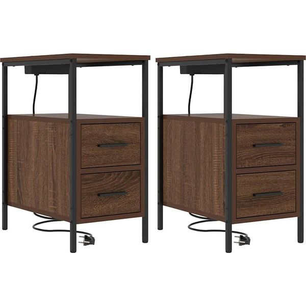 Syfax™ Armadio Da Notte 2 Pcs Rovere Marrone 30 X 48 X 61 Cm-image
