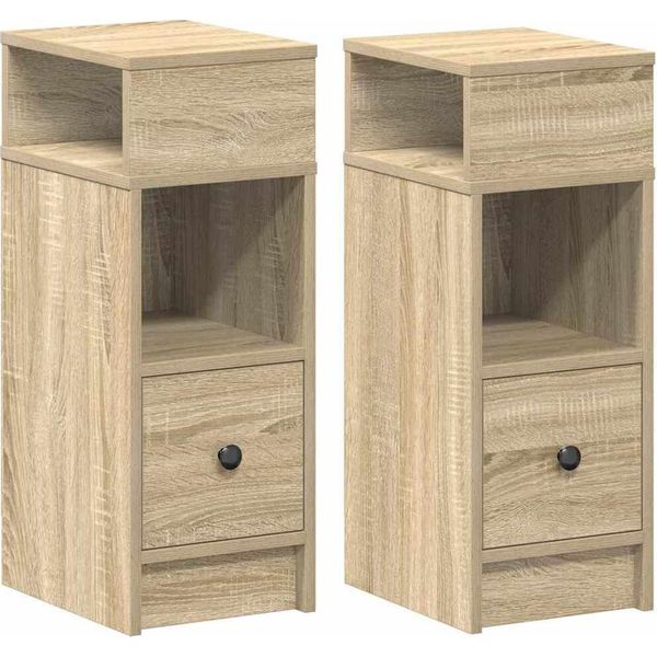 Syfax™ Comodini 2 Pz Con Cassetto Rovere Sonoma 25X31X66 Cm-image
