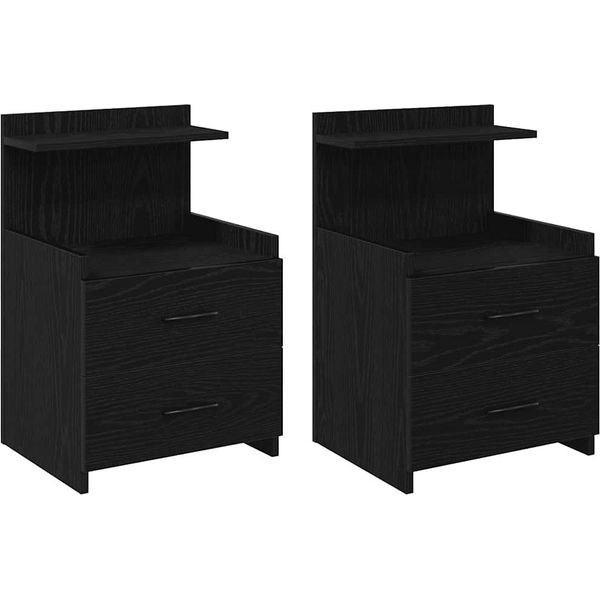 Syfax™ Comodini 2 Pz Con 2 Cassetti Neri 40X36,5X62 Cm-image