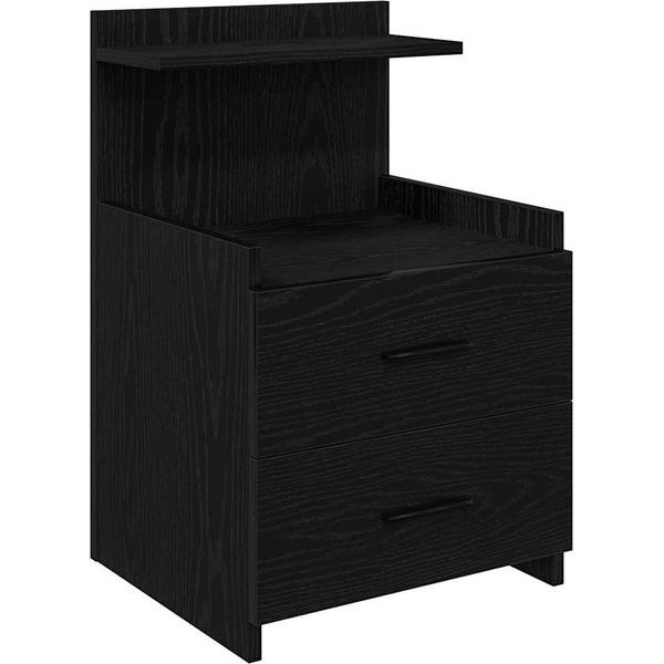 Syfax™ Comodino Con 2 Cassetti Nero 40X36,5X62 Cm-image