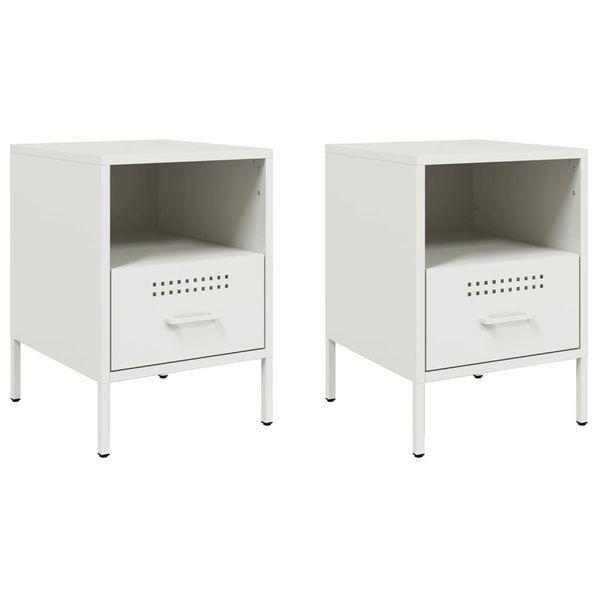 Syfax™ Comodini 2 Pz Bianchi 36X39X50,5 Cm In Acciaio-image