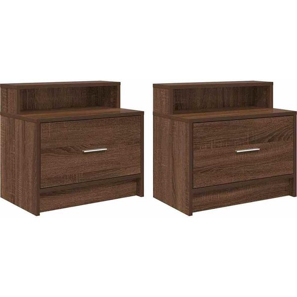 Syfax™ Comodini Con Cassetto 2 Pz Rovere Marrone 51X31X47 Cm-image