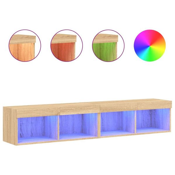 Syfax™ Mobili Tv Con Luci Led 2Pz Rovere Sonoma 80X30X30 Cm-image