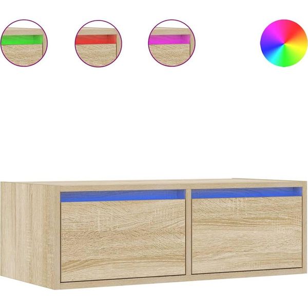 Syfax™ Mobile Porta Tv Con Luci Led Rovere Sonoma 75X35,5X25 Cm-image