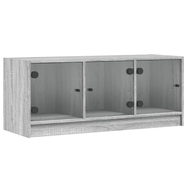 Syfax™ Mobile Porta Tv Con Ante In Vetro Grigio Sonoma 102X37X42 Cm-image