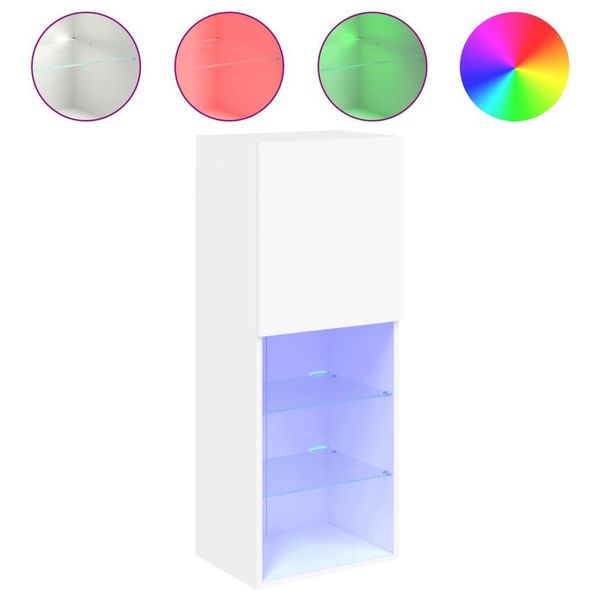 Syfax™ Mobile Tv Con Luci Led Bianco 40,5X30X102 Cm-image