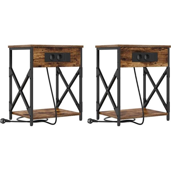 Syfax™ Armadio Da Notte 2 Pcs Rovere Fumé 41 X 31 X 51 Cm-image