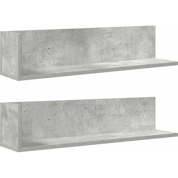 Syfax™ Mensole A Muro 2Pz Grigio Cemento 75X16,5X16,5 Cm In Truciolato-image