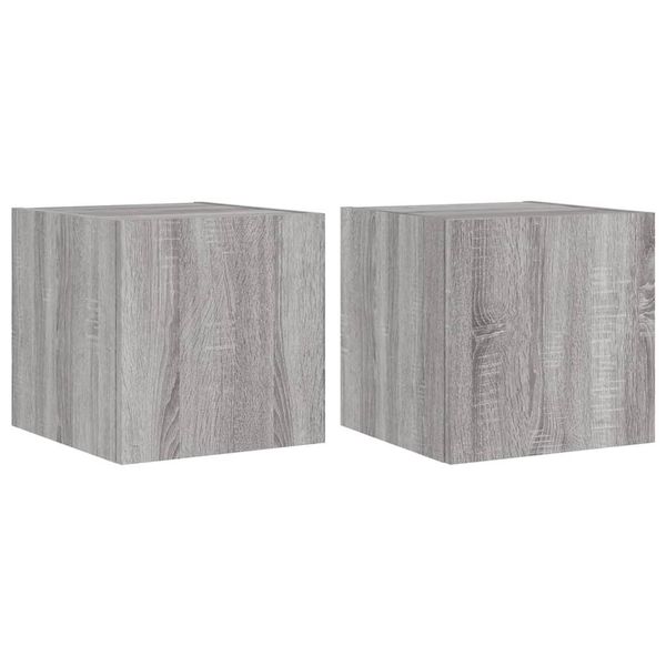 Syfax™ Mobili Tv A Parete Con Luci Led 2Pz Grigio Sonoma 30,5X35X30 Cm-image